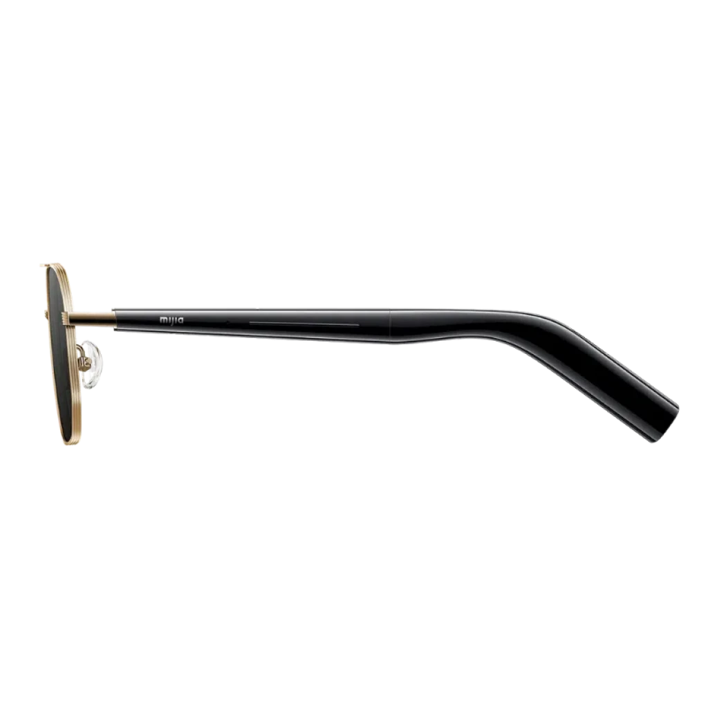 Gafas Mijia Smart Audio piloto con montura metálica dorada, lentes negras rectangulares redondeadas y puentes nasales ajustables; patillas delgadas con diseño elegante - Ítem2