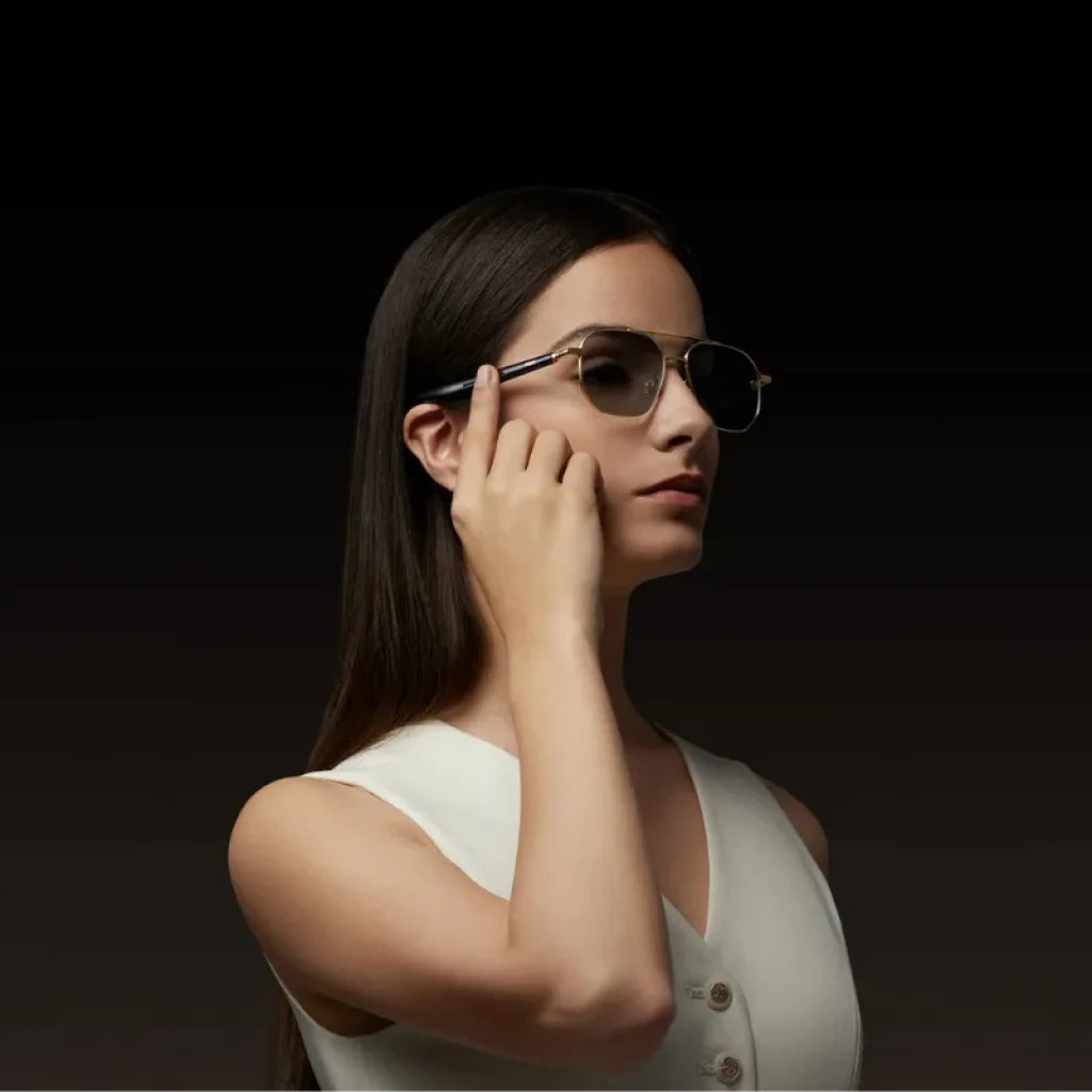 Gafas Mijia Smart Audio Glasses Titanio con montura sin marco, patillas negras, lentes transparentes con filtro de luz azul y 4 micrófonos integrados - Ítem5