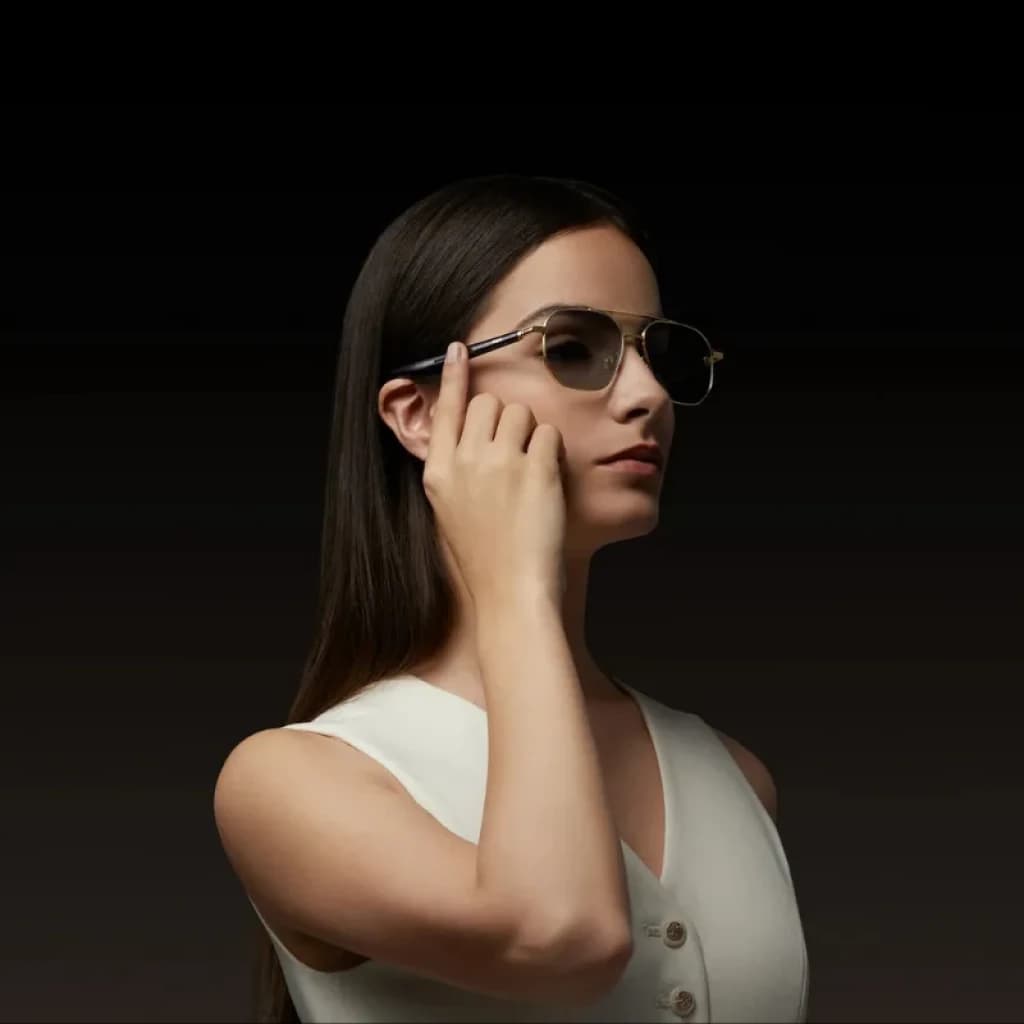 Lunettes Mijia Smart Audio Glasses Titane avec monture légère, branches noires, verres avec filtre bleu et 4 microphones intégrés