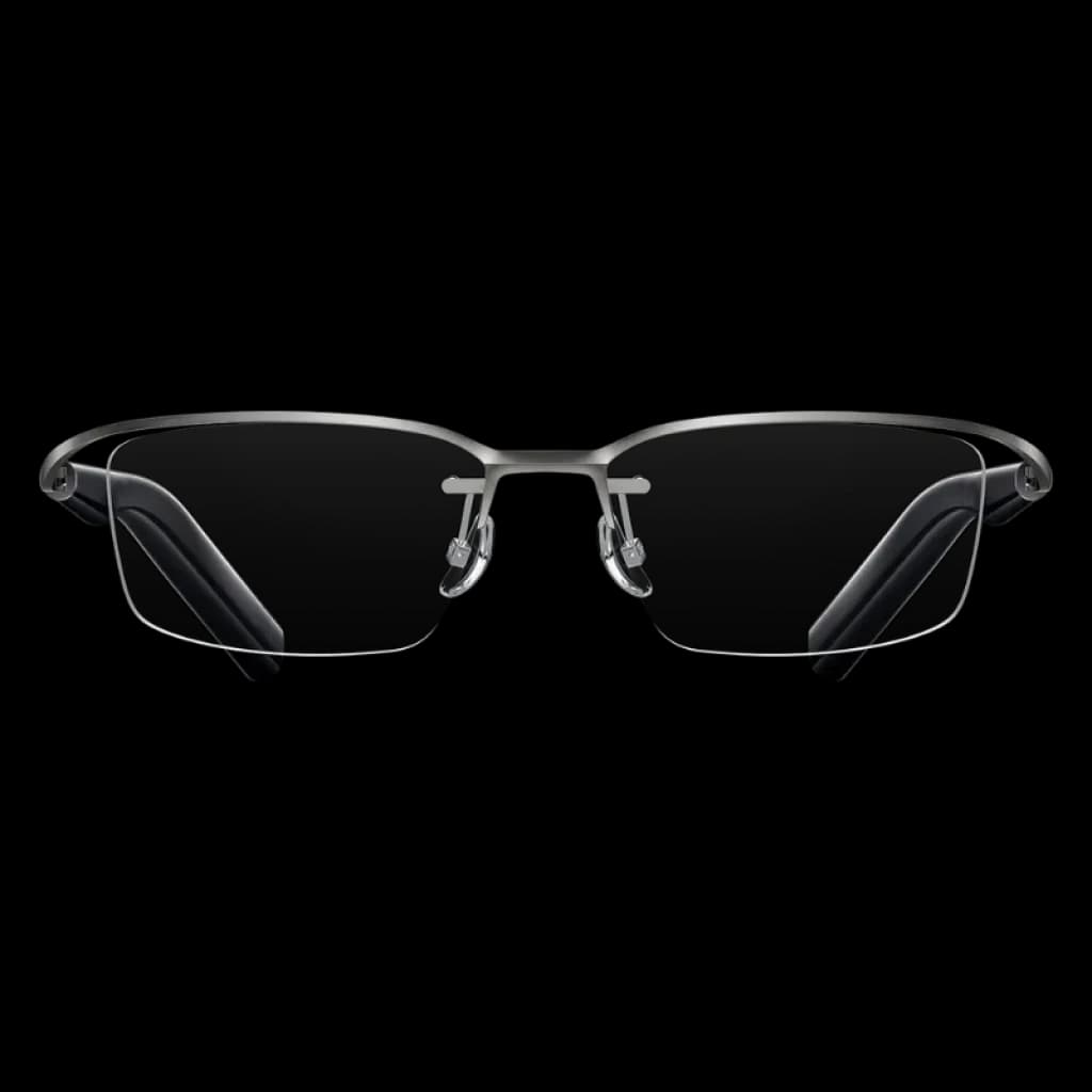 Lunettes Mijia Smart Audio Glasses Titanium avec monture sans cadre, branches noires, verres transparents avec filtre de lumière bleue et 4 microphones intégrés