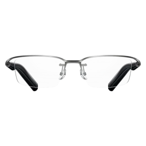 Gafas Mijia Smart Audio Glasses Titanio con montura sin marco, patillas negras, lentes transparentes con filtro de luz azul y 4 micrófonos integrados