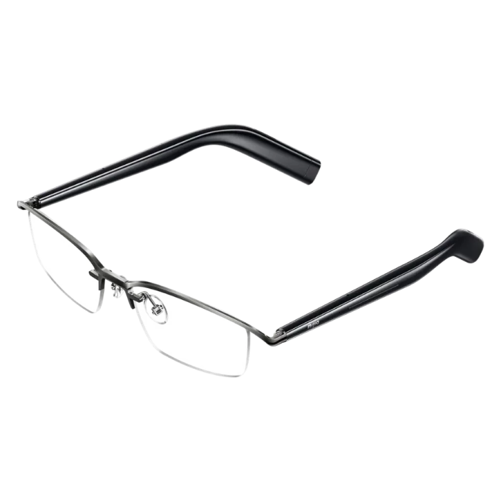 Gafas Mijia Smart Audio Glasses Titanio con montura sin marco, patillas negras, lentes transparentes con filtro de luz azul y 4 micrófonos integrados - Ítem1