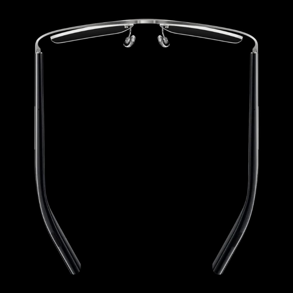 Branches de lunettes Mijia Smart Audio Glasses Titanium de couleur noire, design fin et léger, charnière métallique et finition brillante avec détail de marque