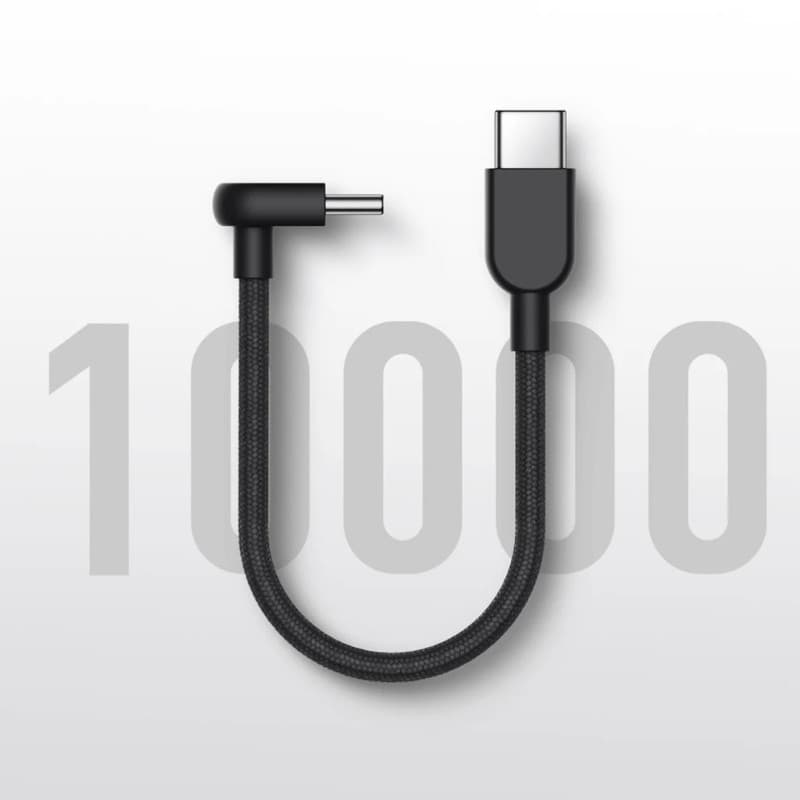 Cabo Xiaomi 3A Braided USB-C para USB-C 60W 10cm, preto, trançado, um conector em L e outro reto, curto e resistente para carga e dados