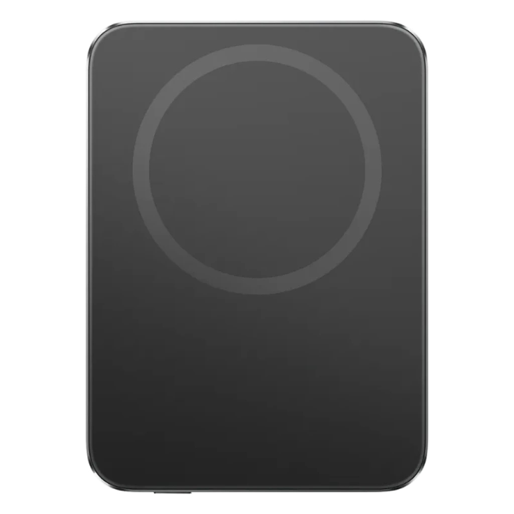 Xiaomi UltraThin Magnetic Power Bank 5000 15W Negro 5000 mAh, diseño ultradelgado en negro mate con anillo magnético visible y logo Mi centrado en el frente - Ítem1