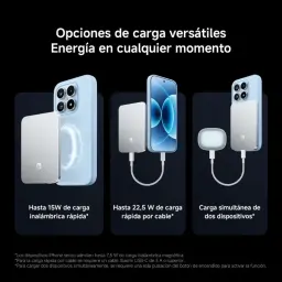 Xiaomi UltraThin Magnetic Power Bank 5000 15W Negro: power bank magnético ultradelgado 5000 mAh, carga inalámbrica 15W y por cable, admite dos dispositivos