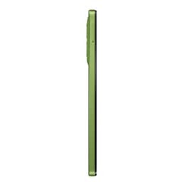 Perfil lateral del Motorola Moto G06 4GB/256GB Verde con cuerpo delgado, acabado mate y módulo de cámaras sobresaliente en color verde satin ado