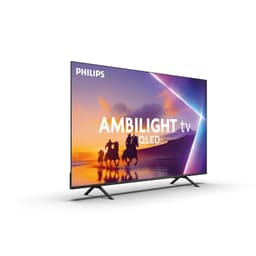 Televisor Philips 43PUS8450/12 de 43 pulgadas, pantalla QLED 4K con marcos delgados, patas metálicas y efecto de iluminación Ambilight en los bordes