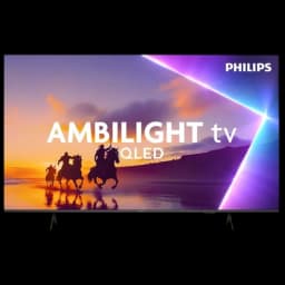 Philips 55PUS8450/12 55 pouces QLED 4K Ultra HD avec Ambilight, écran mince bord à bord, couleurs vives, contraste élevé, pieds discrets noirs