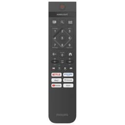Télécommande Philips pour TV Ambilight 55PUS8450/12 avec touches rétroéclairées, pavé numérique, commandes multimédia et accès rapide Netflix, Prime