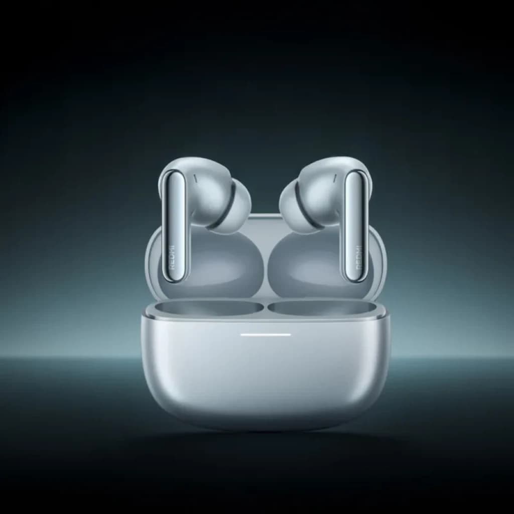 Xiaomi Redmi Buds 8 Pro ANC Azul con estuche brillante; auriculares in ear con puntas de silicona, vástagos metálicos y luz LED frontal en el estuche