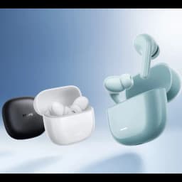 Xiaomi Redmi Buds 8 Pro ANC Azul con estuche compacto azul claro; auriculares intrauditivos con tallo corto y acabado brillante junto a versiones negro y blanco
