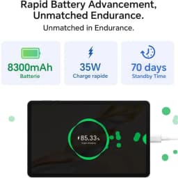 Image représentative de la capacité de 8300 mAh de la Honor Pad X9a