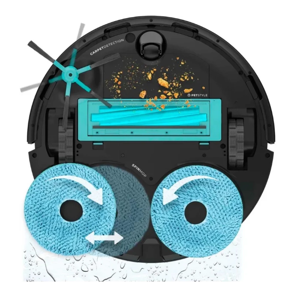 Cecotec Conga 15090 SpinArm com base de esvaziamento automático, depósito visível, escova lateral, saco de pó, esfregona x2 e controlo por aplicação - Item1