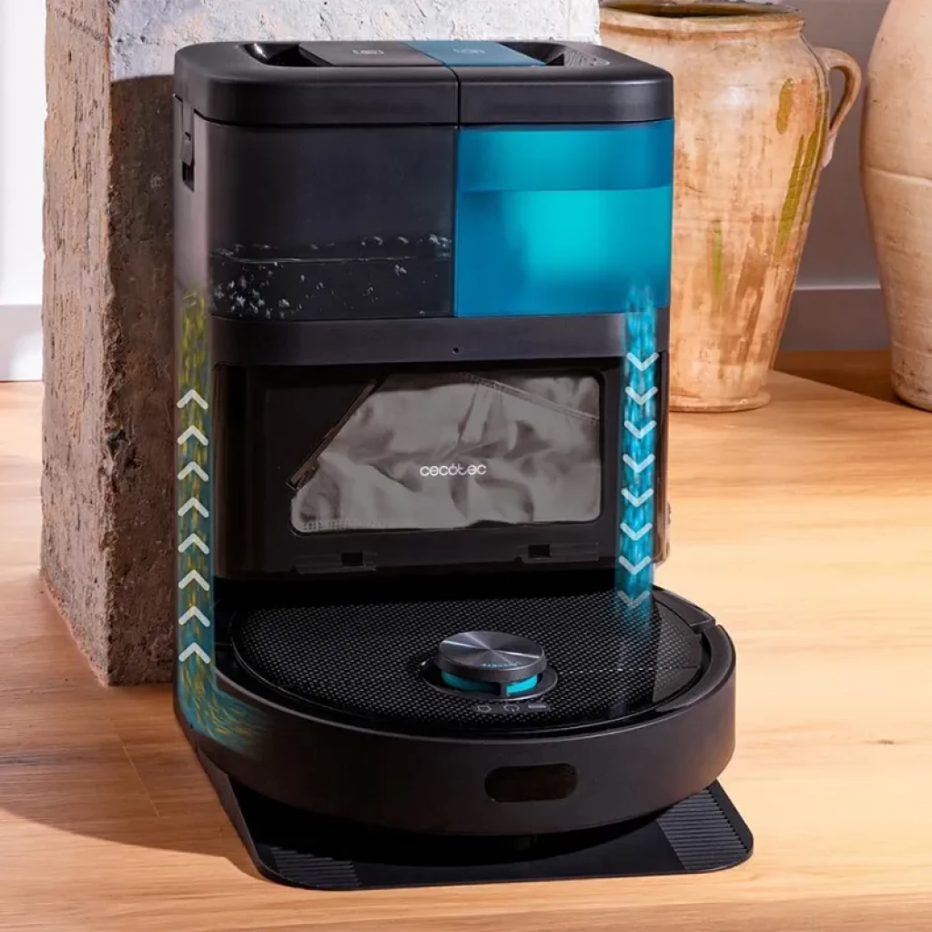 Cecotec Conga 15090 SpinArm com base de esvaziamento automático, depósito visível, escova lateral, saco de pó, esfregona x2 e controlo por aplicação - Item5