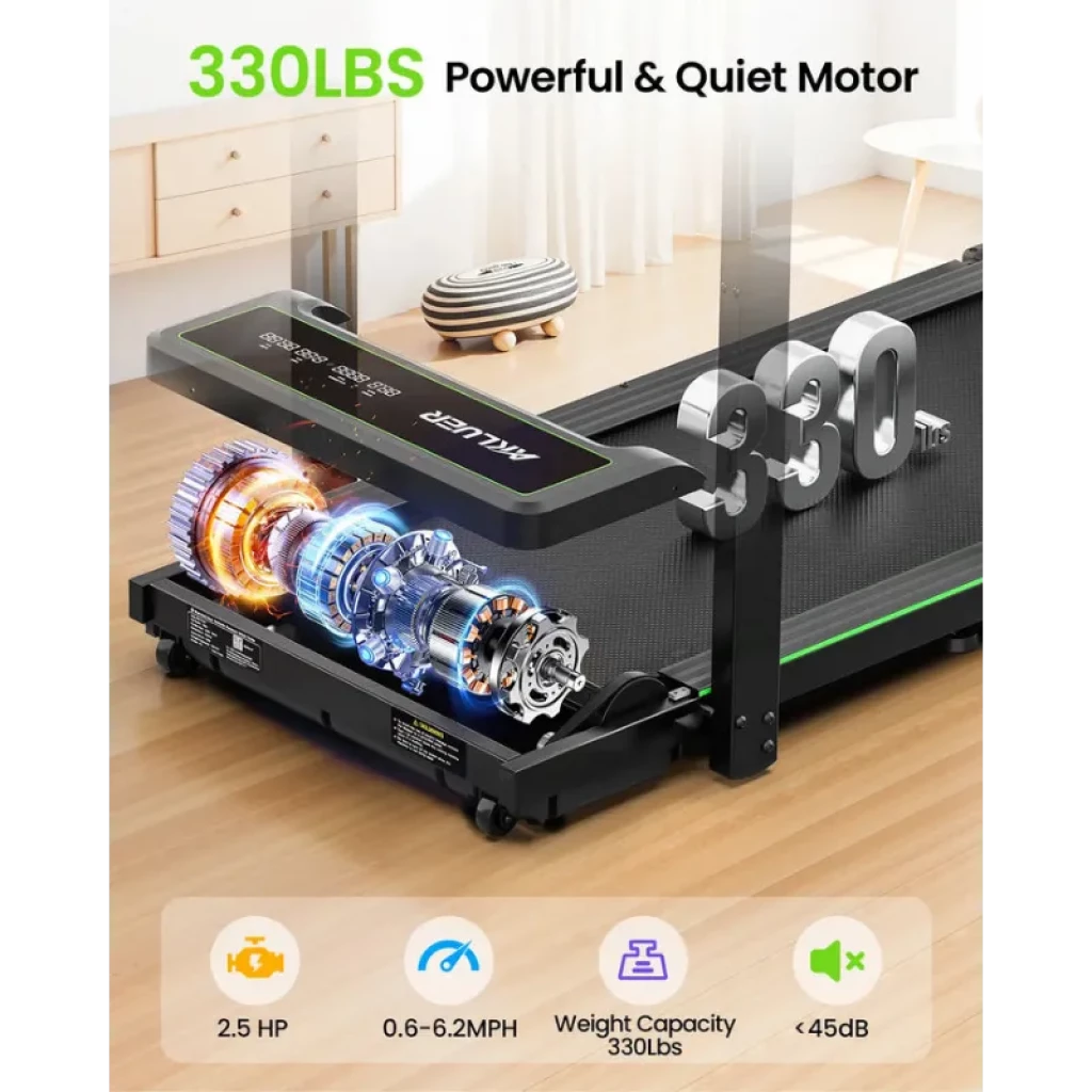 Akluer P3-D Bureau à hauteur réglable et tapis roulant compact ; plateau en bois avec support pour tablette et boisson - Ítem2