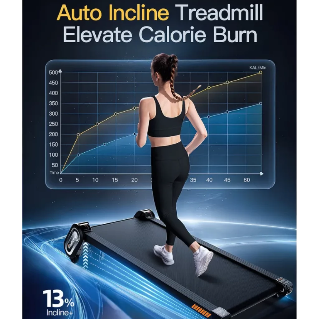 Akluer Finehorse H1 - Tapis de course compact, plateforme noire avec côtés argentés, indicateur d'inclinaison de 13 % et télécommande - Ítem2