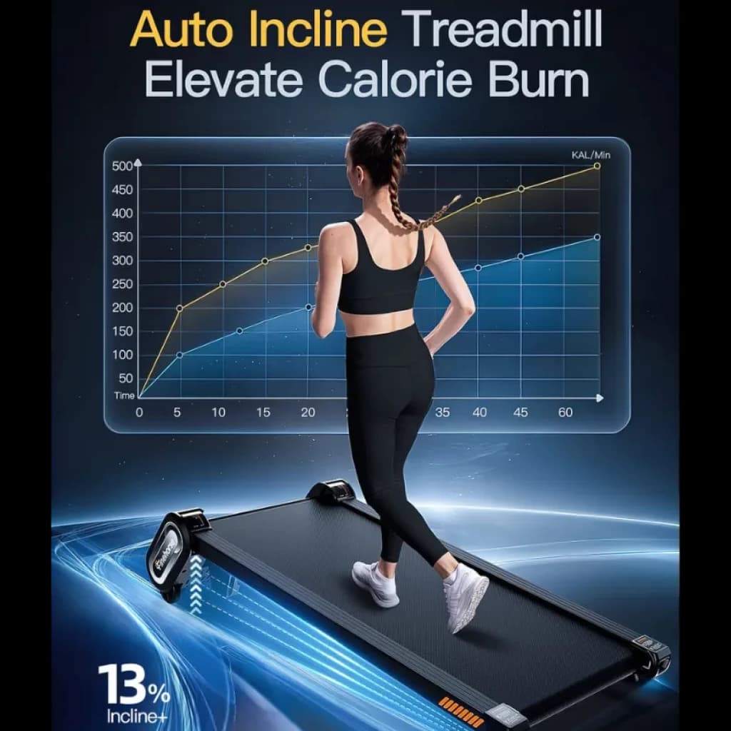 Akluer Finehorse H1 - Tapis de course avec inclinaison automatique de 13 %, plateforme compacte, écran graphique de progression et surface antidérapante