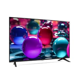 LG AI 50UA73006LA 50 polegadas 4K Ultra HD LED Smart TV preta com moldura fina, base dupla e tela ampla exibindo cores vibrantes e alto contraste