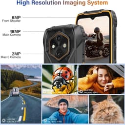 Ulefone RugKing 4 Pro naranja resistente, pantalla con notch, módulo trasero triple con anillo naranja, cámaras 48MP/8MP/2MP, bordes texturizados