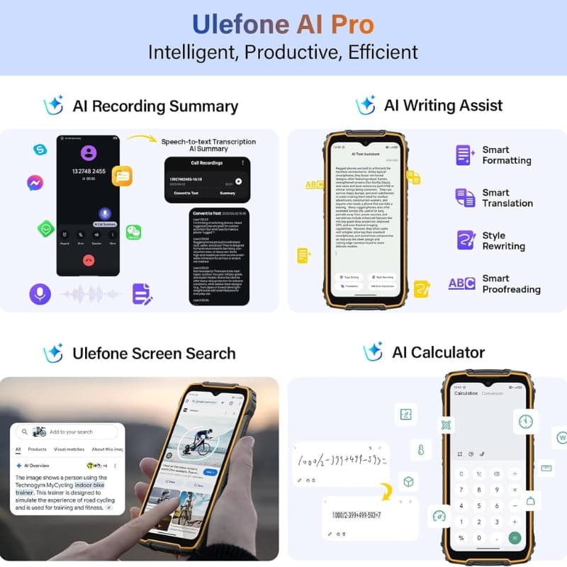 Ulefone RugKing 4 Pro 8GB/128GB Naranja con bordes reforzados, pantalla con notch en V y funciones AI: asistente de escritura, resumen, búsqueda y calculadora