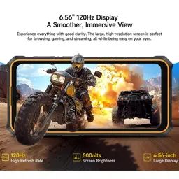 Ulefone RugKing 3 Pro 8GB/128GB Negro con pantalla 6.56 pulgadas 120Hz, brillo 500 nits, bordes robustos y diseño resistente, ideal para uso intenso