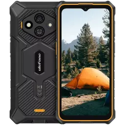 Ulefone RugKing 3 Pro naranja con carcasa robusta negra, bordes en naranja, pantalla 6.72 pulgadas y triple cámara trasera con sensor principal de 48 MP