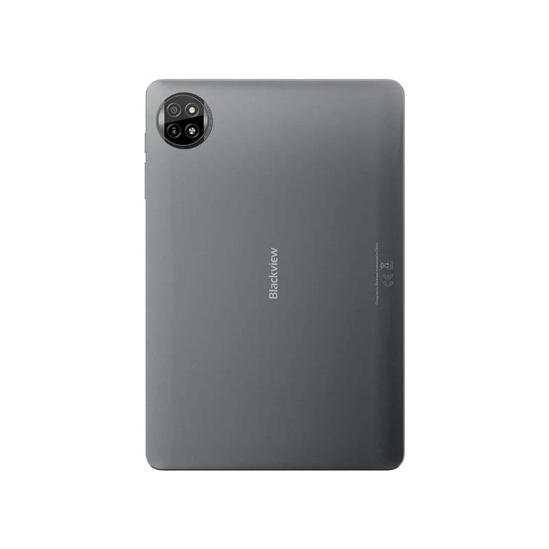 Blackview Tab 20 WiFi 10.1 polegadas, cinzento, traseira metálica, câmara dupla no canto, logótipo central, design fino e minimalista, 4GB RAM 64GB