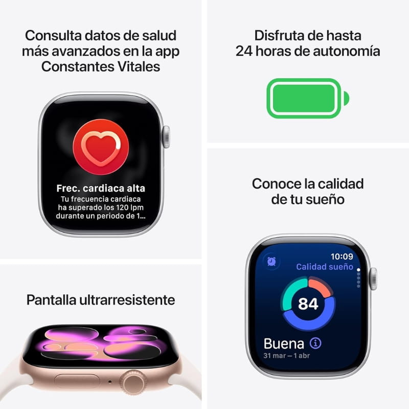 Apple Watch Series 11 GPS 42mm Aluminio Oro Rosa con Correa Deportiva S/M - Ítem2