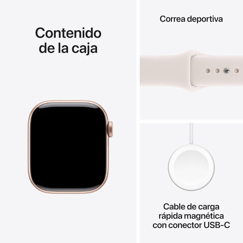 Apple Watch Series 11 GPS 42mm Aluminio Oro Rosa con Correa Deportiva S/M - Ítem6