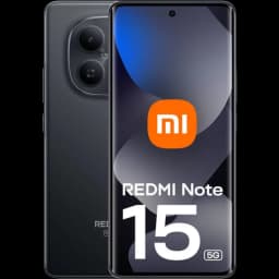 Xiaomi Redmi Note 15 5G 8GB/256GB Negro con pantalla casi sin bordes y cámara frontal en agujero; módulo trasero dual circular y acabado mate elegante