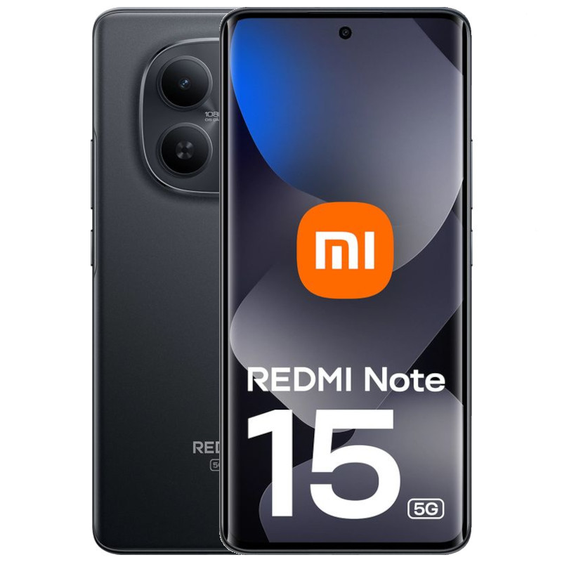 Xiaomi Redmi Note 15 5G 8GB/256GB Negro con pantalla casi sin bordes y cámara frontal en agujero; módulo trasero dual circular y acabado mate elegante - Ítem
