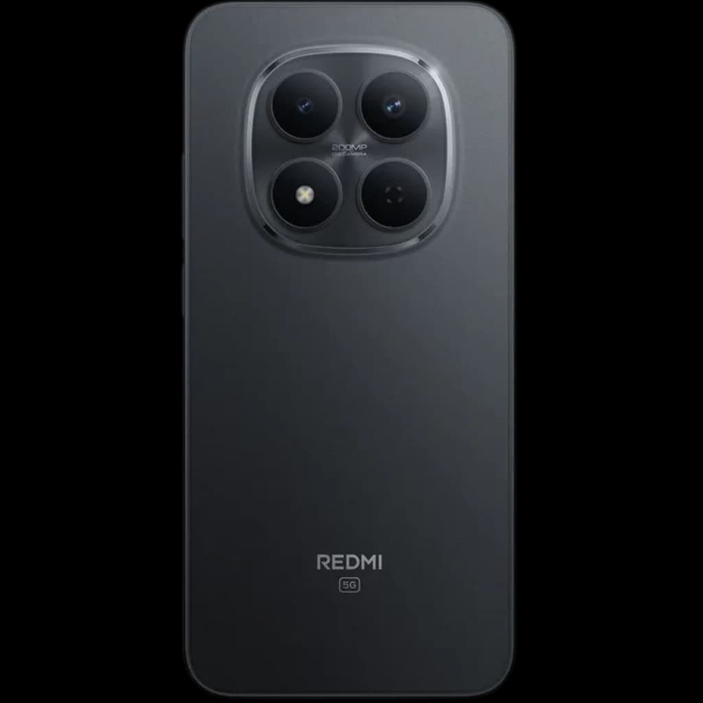 Xiaomi Redmi Note 15 Pro 5G preto com módulo de câmara tripla circular 200 MP, acabamento matte elegante e logotipo REDMI na traseira
