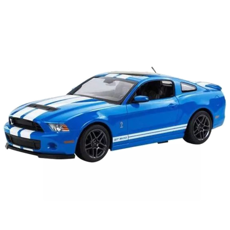 RASTAR R/C 1:14 Ford Shelby GT500 azul com listras brancas, teto preto e rodas esportivas; controle remoto em formato de volante com antena longa - Item1