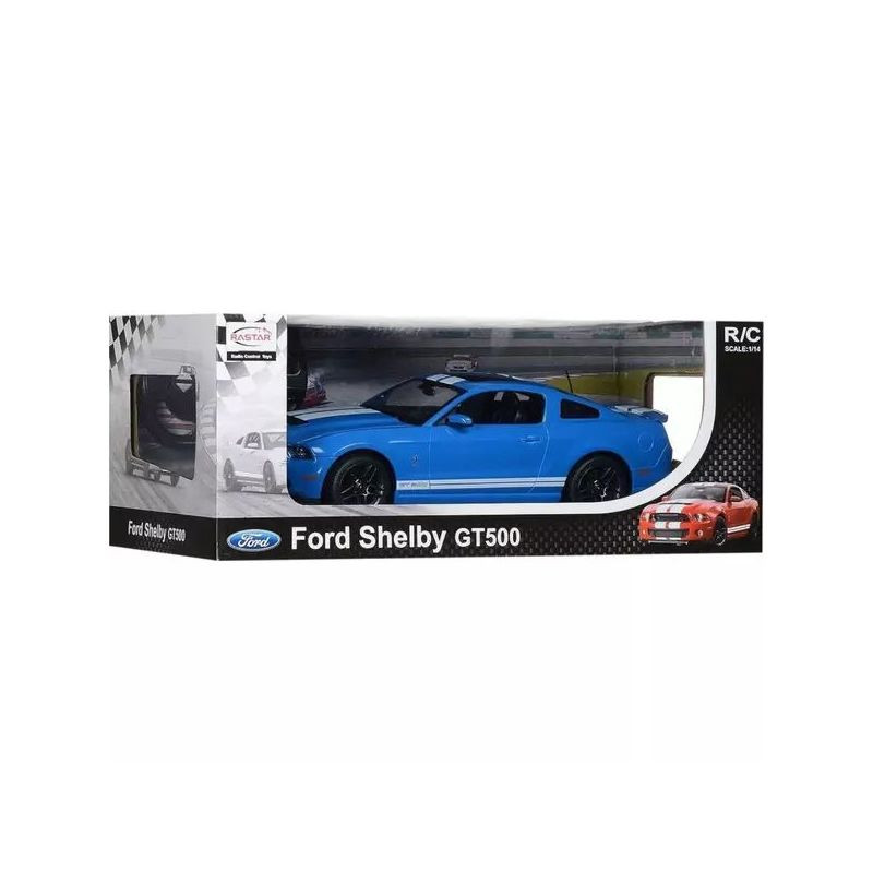RASTAR R/C 1:14 Ford Shelby GT500 azul com listras brancas, teto preto e rodas esportivas; controle remoto em formato de volante com antena longa - Item5