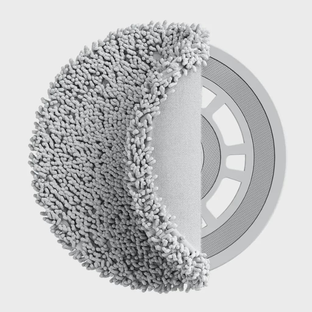 Tampon pour balai à franges Xiaomi X10+/X20+ avec microfibre grise type chenille, forme semi-circulaire, base en plastique emboîtable et texture dense