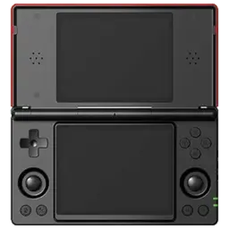 Anbernic RG DS Noir - Console rétro à double écran, coque noire avec liseré rouge, deux sticks analogiques, croix directionnelle et boutons ABXY