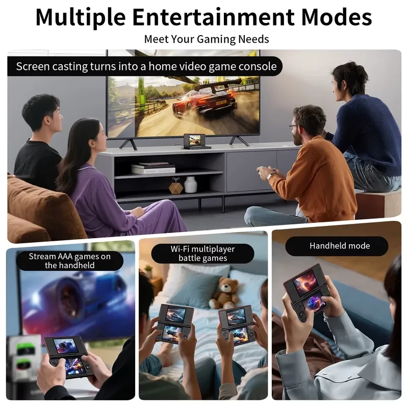 Anbernic RG DS Preto - Consola retro com design dobrável, duas telas, botões ABXY, dois analógicos, direcional em cruz e acabamento preto com detalhe - Item5