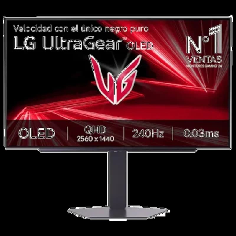Moniteur LG UltraGear 27GX704A 27 pouces OLED QHD, dalle fine à bords minces, support central, affichage rouge VG, 240 Hz et temps de réponse 0,03 ms