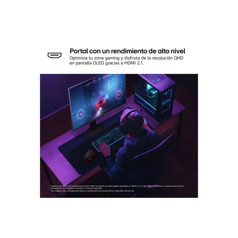 LG UltraGear 27GX704A monitor gaming 27 pol OLED QHD com molduras finas, base ajustável e tela com gráficos vermelhos, 240 Hz e resposta de 0,03 ms - Item5