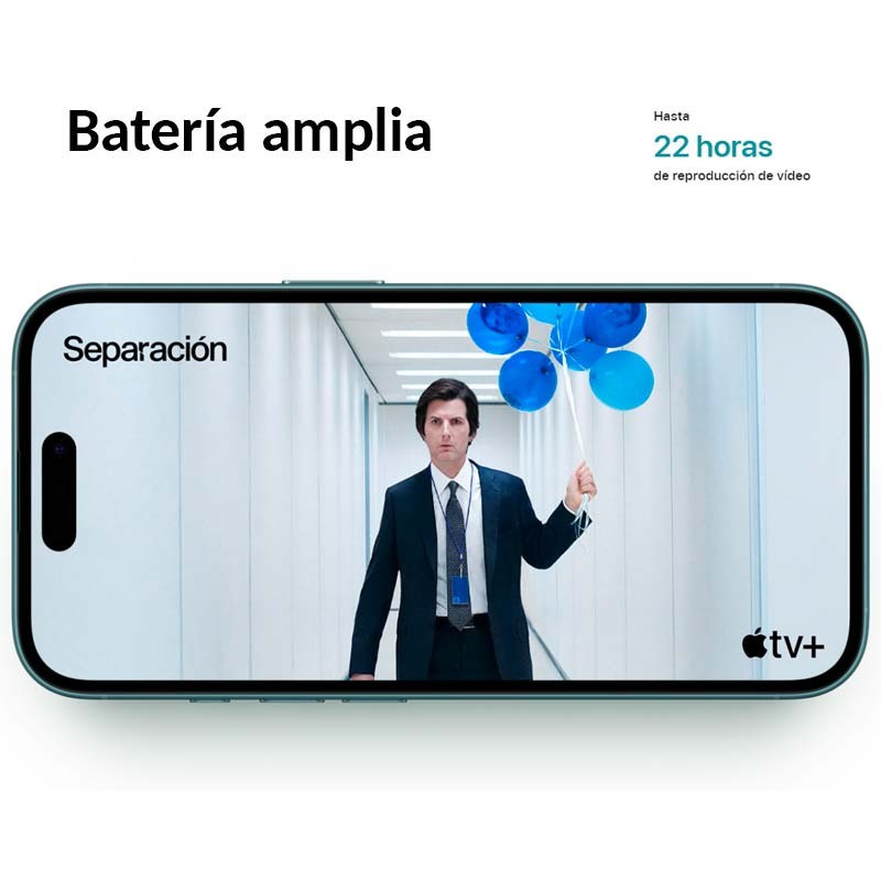 iPhone 16 5G 128 GB Azul Ultramar, renovável e em excelente estado; frente com tela OLED bordas finas e notch em pílula, traseira com duas câmeras e logo - Item10