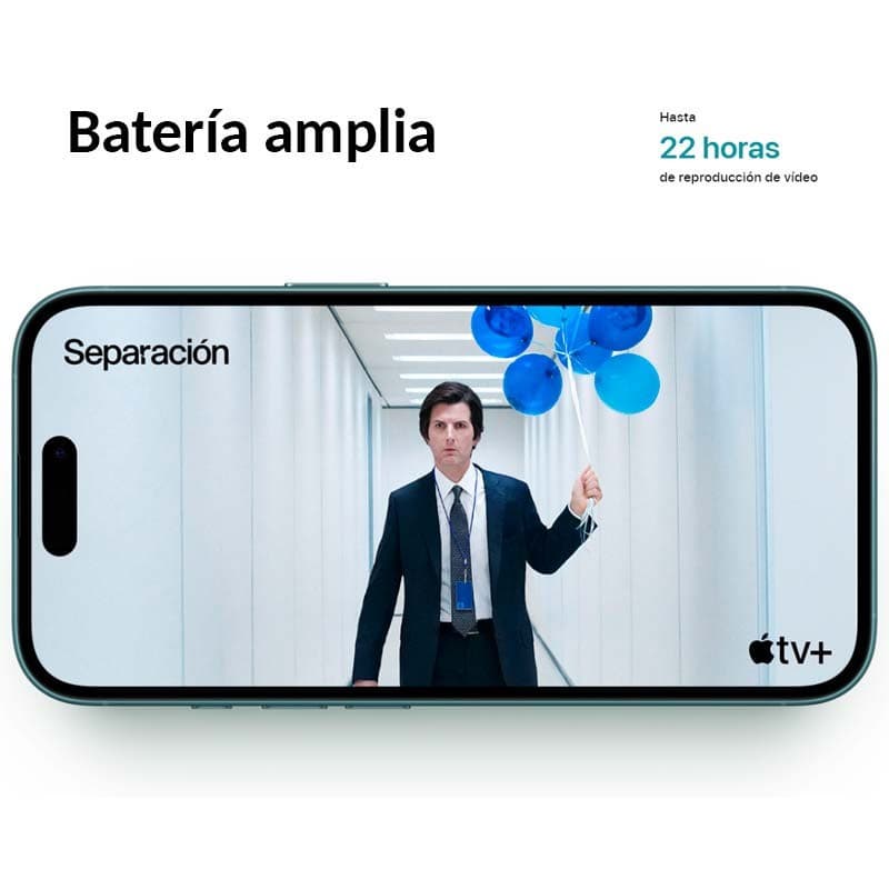 iPhone 16 5G 128 Go Bleu Vert reconditionné excellent état avec écran large, bords fins et poinçon double, lecture vidéo jusqu à 22 h, Apple TV Plus
