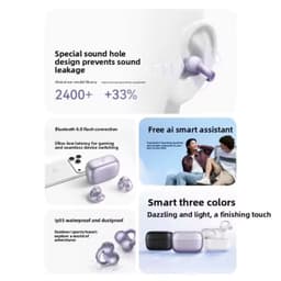 Soundcore C50i Lila – auriculares abertos com clipe, três cores, Bluetooth 5.0, assistente inteligente, IP55, design anti-vazamento e baixa latência