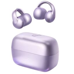 Soundcore C50i Lila – auriculares abertos com clipe, design ergonômico em roxo metálico, estojo compacto combinando, acabamento suave e moderno