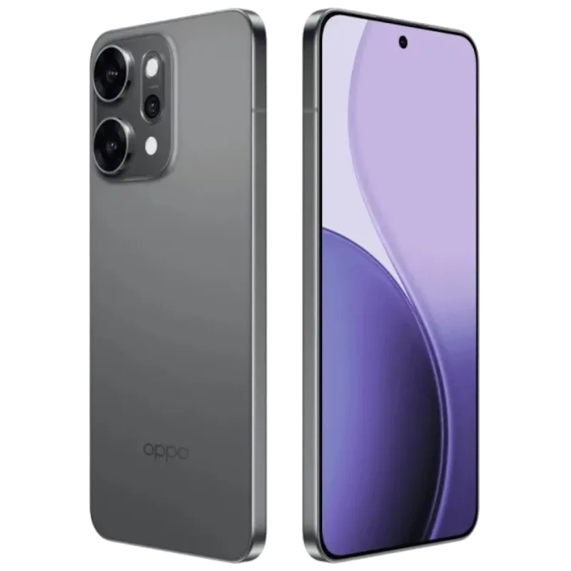 Oppo Reno14 Pro 5G gris con pantalla OLED sin bordes y cámara triple trasera de 50 MP; frontal perforada centrada y acabado mate elegante - Ítem1