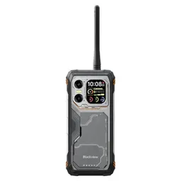 Blackview XPLORE 1 5G laranja, walkie talkie robusto com antena longa, corpo cinza com detalhes em preto e laranja, tela colorida e câmeras duplas traseiras