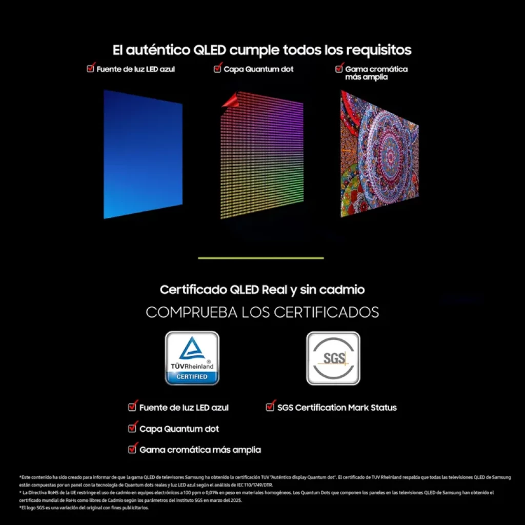 Samsung TQ55Q6FAAUXXC 55 QLED 4K com ecrã fino, cores vivas 100 Quantum Dot, bordas estreitas, pés duplos, selos Vision AI, atualizações 7 anos, modelo 2025 - Item1