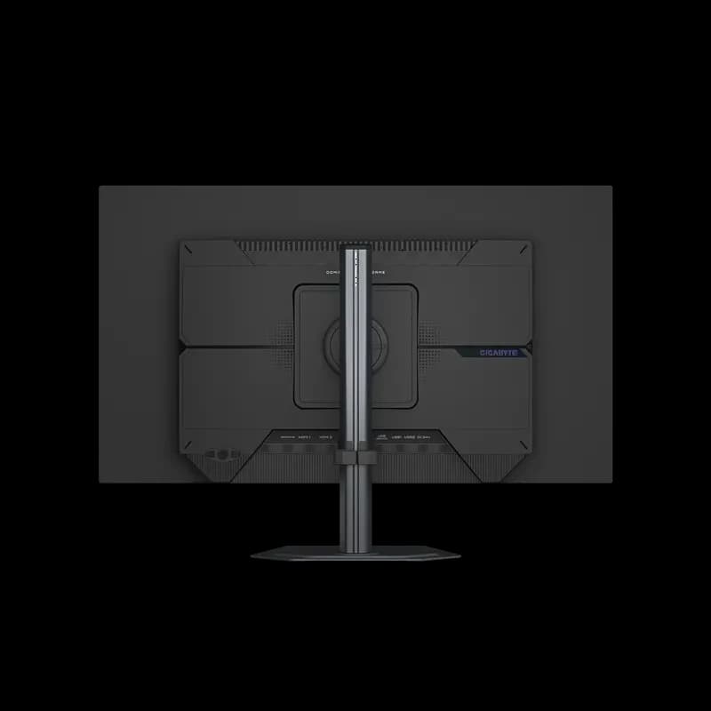GIGABYTE MO27Q28G 27 OLED QHD HDR True Black 500 com traseira robusta, suporte ajustável em altura e gestão de cabos integrada para setup limpo