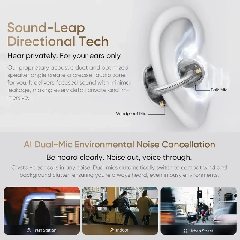 Realme buds OpenWear Clip Dourado Redução de ruído com IA - Auriculares Bluetooth - Item2