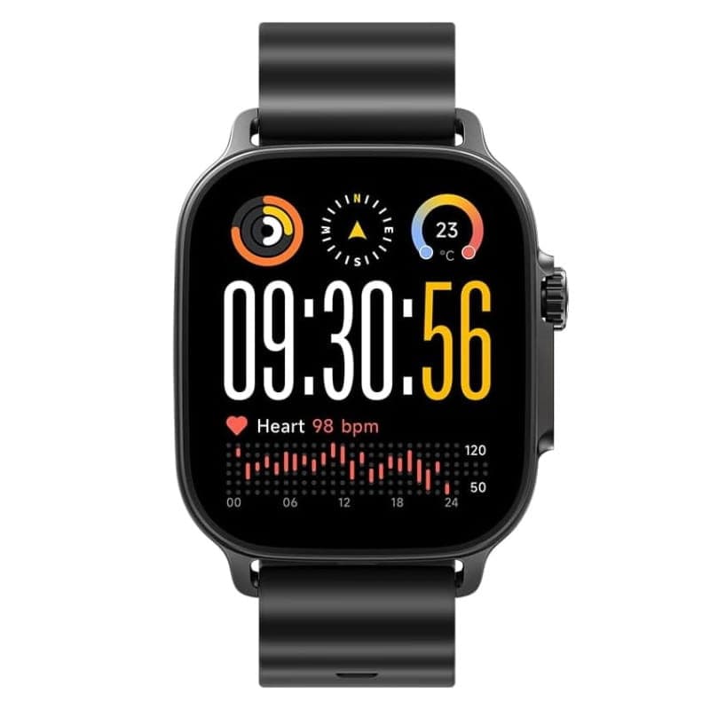 Realme Watch 5 Negro con pantalla cuadrada a color, correa de silicona, monitor de ritmo cardíaco, gráficos de salud, batería 16 días y NFC